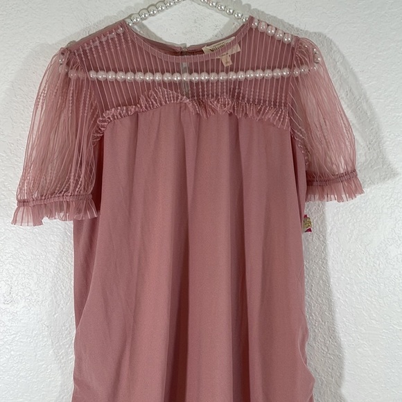 SWEET WANDERER Maternity Pink Lace Blouse Size Small New - Picture 2 of 8
